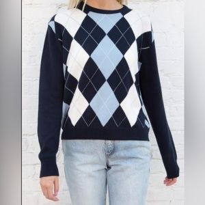 Brandy Melville Blue Argyle Sweater